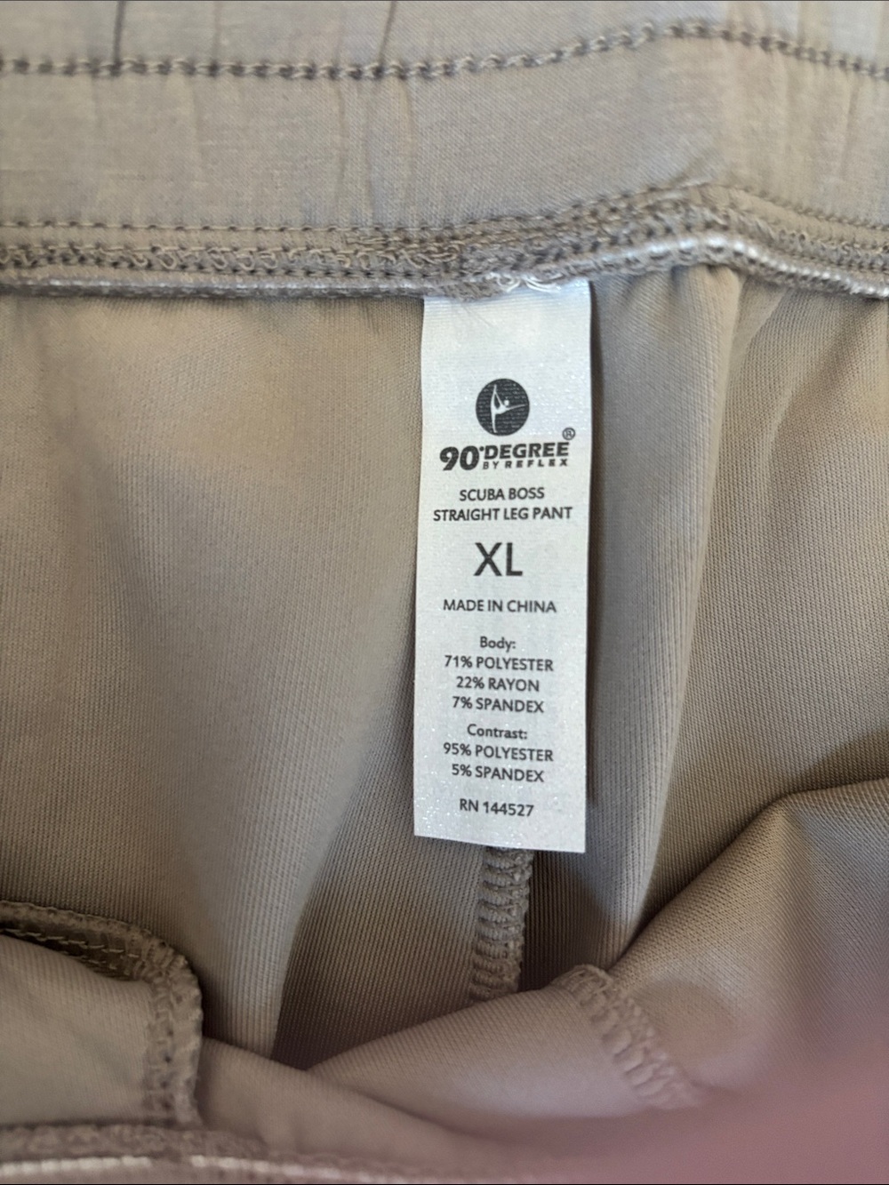 90 DEGREE BY REFLEX Boss Straight Leg Scuba Knit Pants in RockRidge Sz XL NWT - Picture 3 of 7